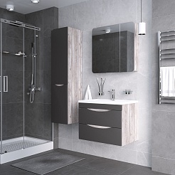 Grossman Мебель для ванной Талис 80 подвесная бетон пайн/графит матовый – фотография-3